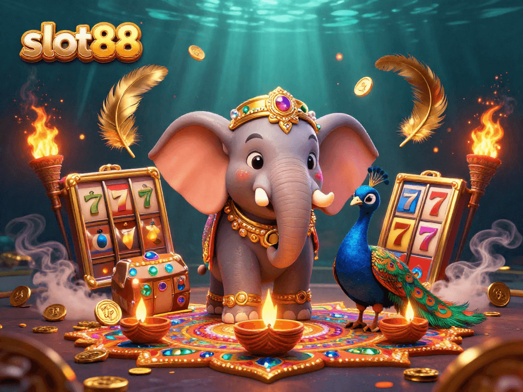Experience slot88's thrilling gameplay featuring dynamic slot reels and colorful casino elements.