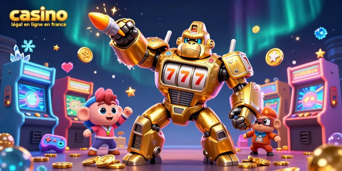 Jouez au casino légal en ligne en France avec des machines à sous brillantes et un gorille mec puissant.