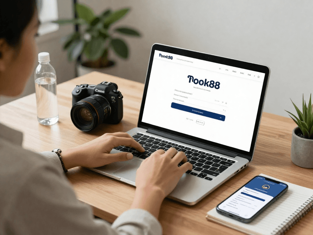 User engaging with rokok88 login on a stylish workstation, highlighting secure and user-friendly interface.