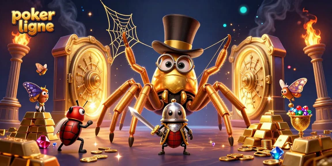 Vivez l'expérience du poker en ligne avec des personnages illustrés captivants dans un univers de casino magique.