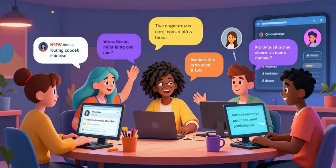 Engaging characters in an ai chat nsfw environment, showcasing playful conversations and vibrant digital elements.