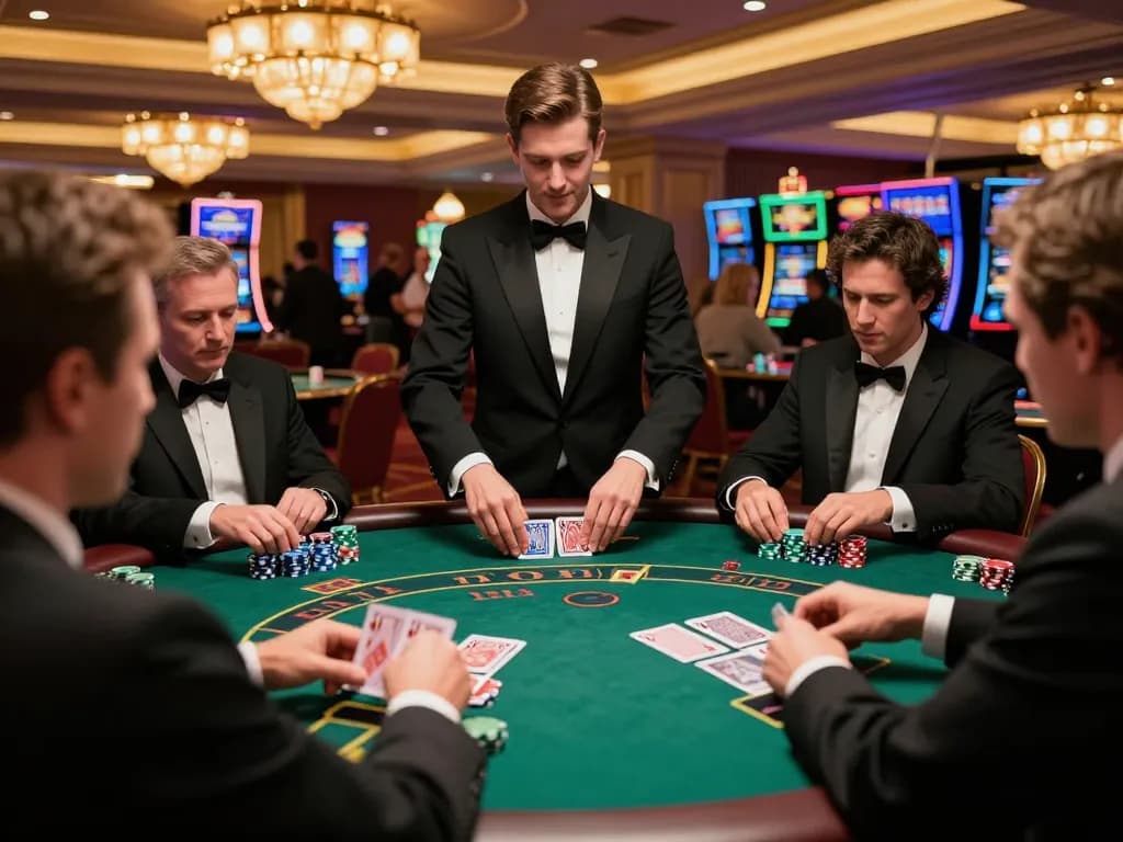 Players engaging in blackjack strategy at a casino table, exciting atmosphere with sc888 betting moments.