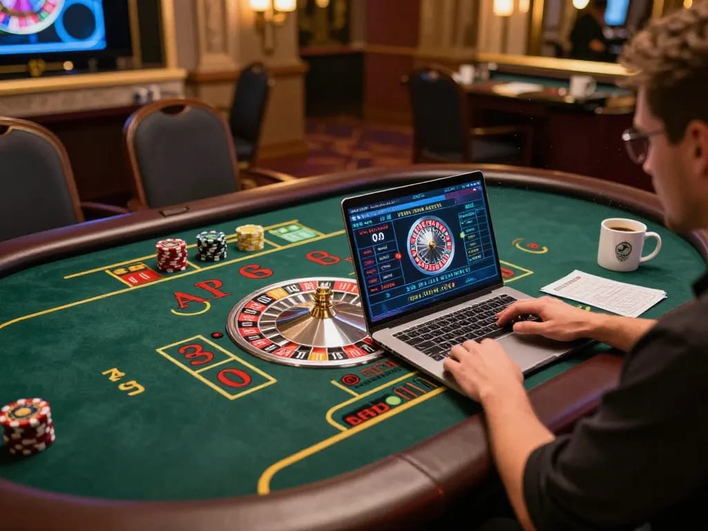 Player enjoying online gaming on a laptop at home with sc88-bm roulette interface visible