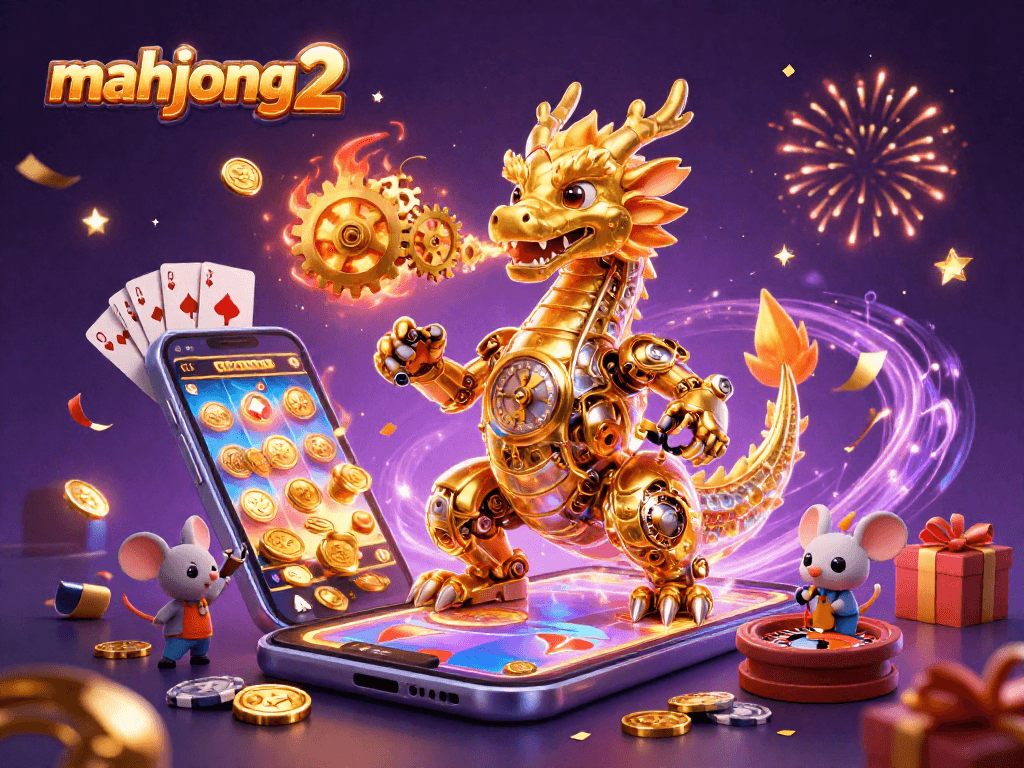 Experience mahjong 2 gameplay with vibrant casino elements and dynamic golden dragon in an engaging scene.