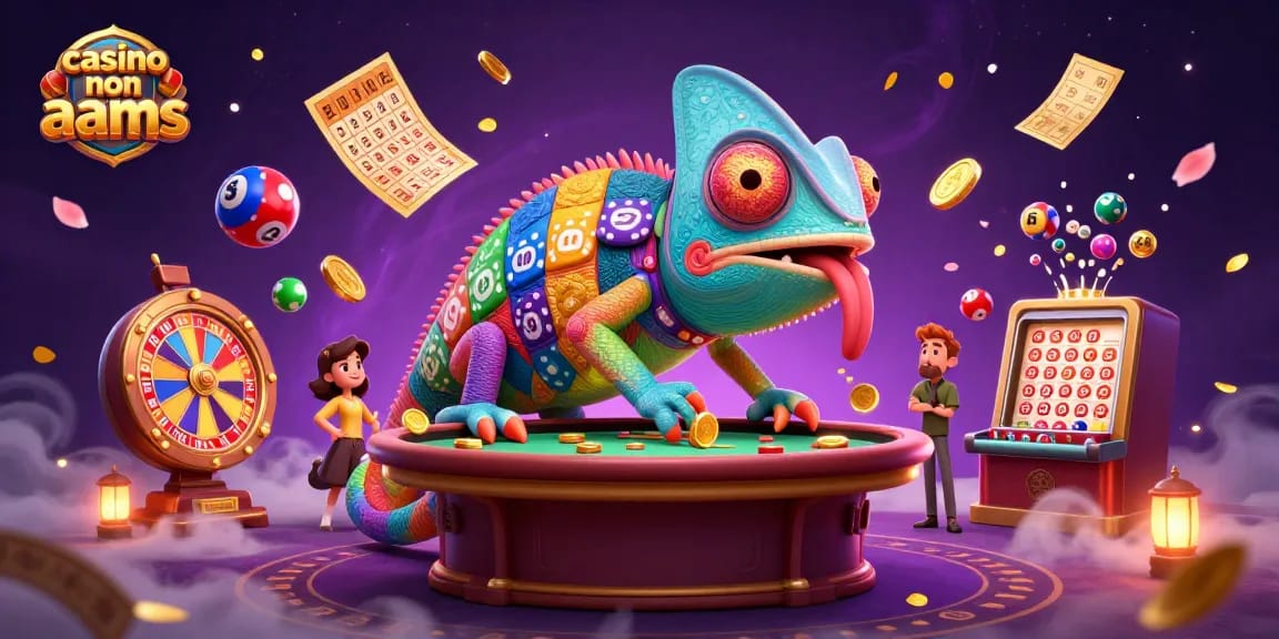 Gioca ai casinò non AAMS con una straordinaria illustrazione 3D che rappresenta un camaleonte colorato.