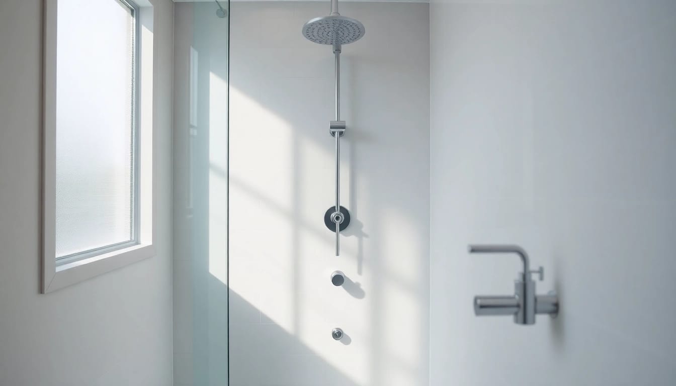 Admire the elegant bathroom design from sunny shower usa inc featuring a modern shower setup.