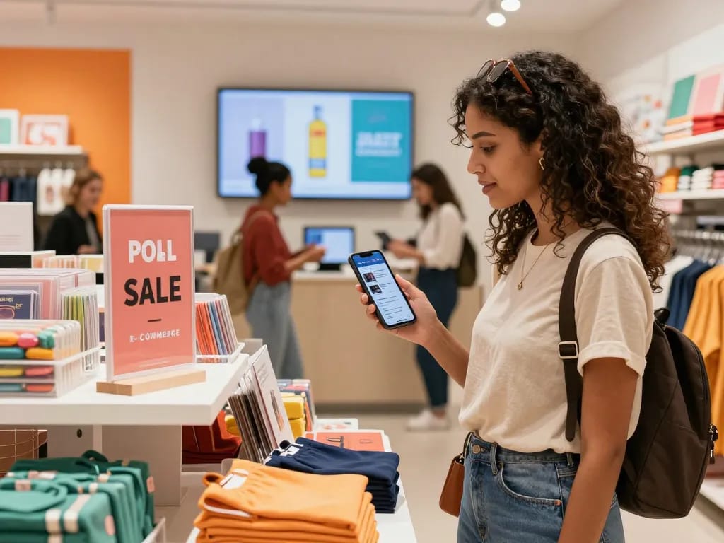 Engaging shopping experience at https://hubet88.icu/ with vibrant displays and a shopper signing up for the newsletter.