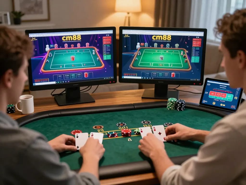 Playing live dealer games on the cm88 homepage, showcasing a dynamic online gambling experience.