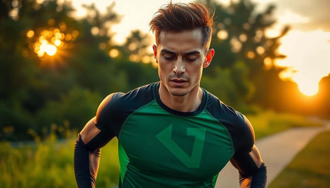 Sportler demonstriert phantom athletics Ausrüstung in Aktion für Energie und Leistung.