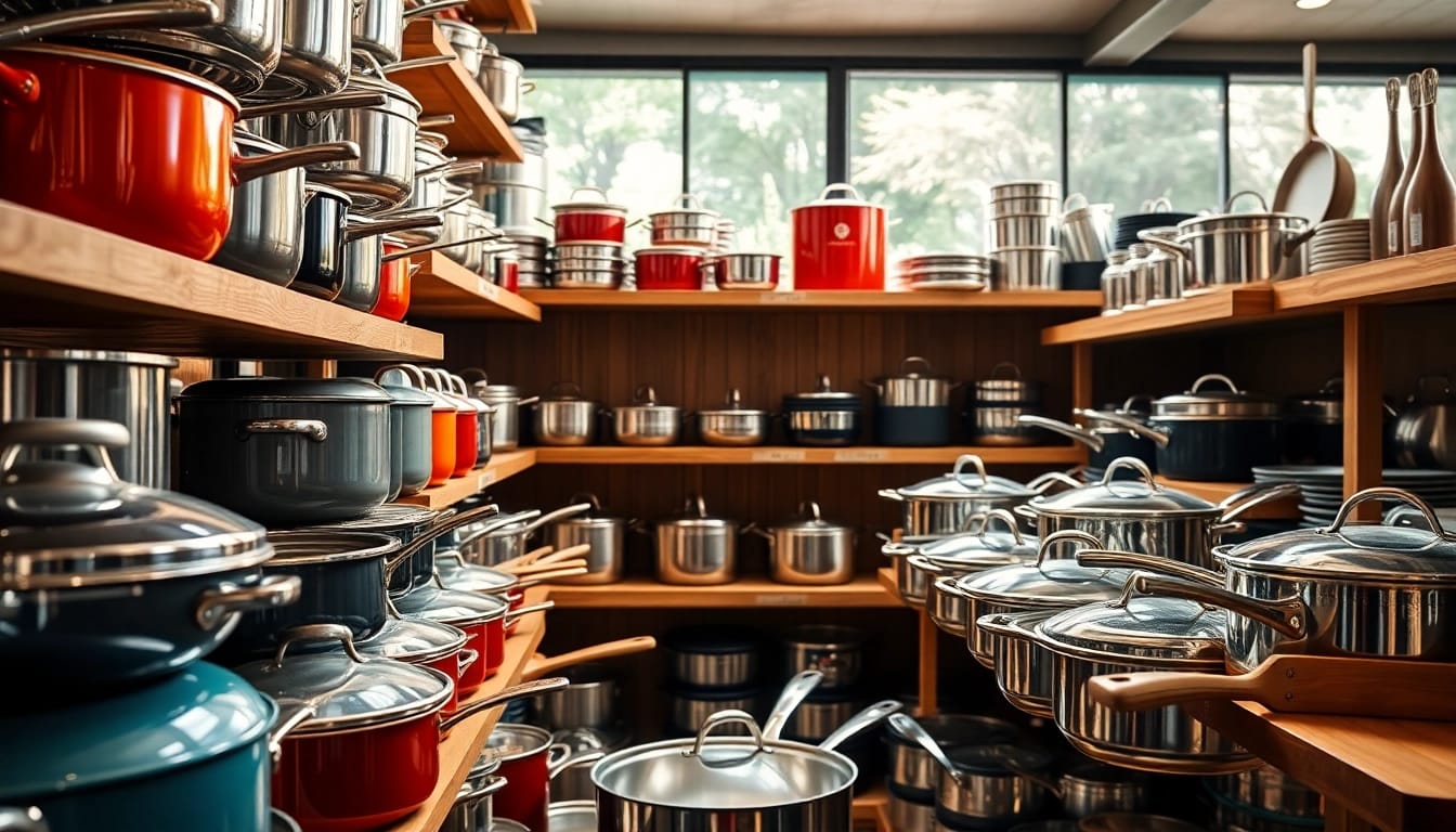 Explore the diverse selection at a cookware shop Auckland showcasing premium pots and pans.