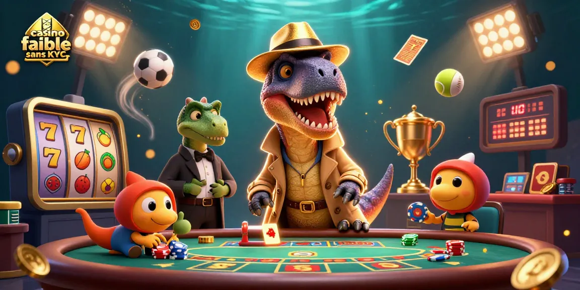 Casino fiable sans KYC : un velociraptor joue au blackjack avec des éléments de machine à sous autour
