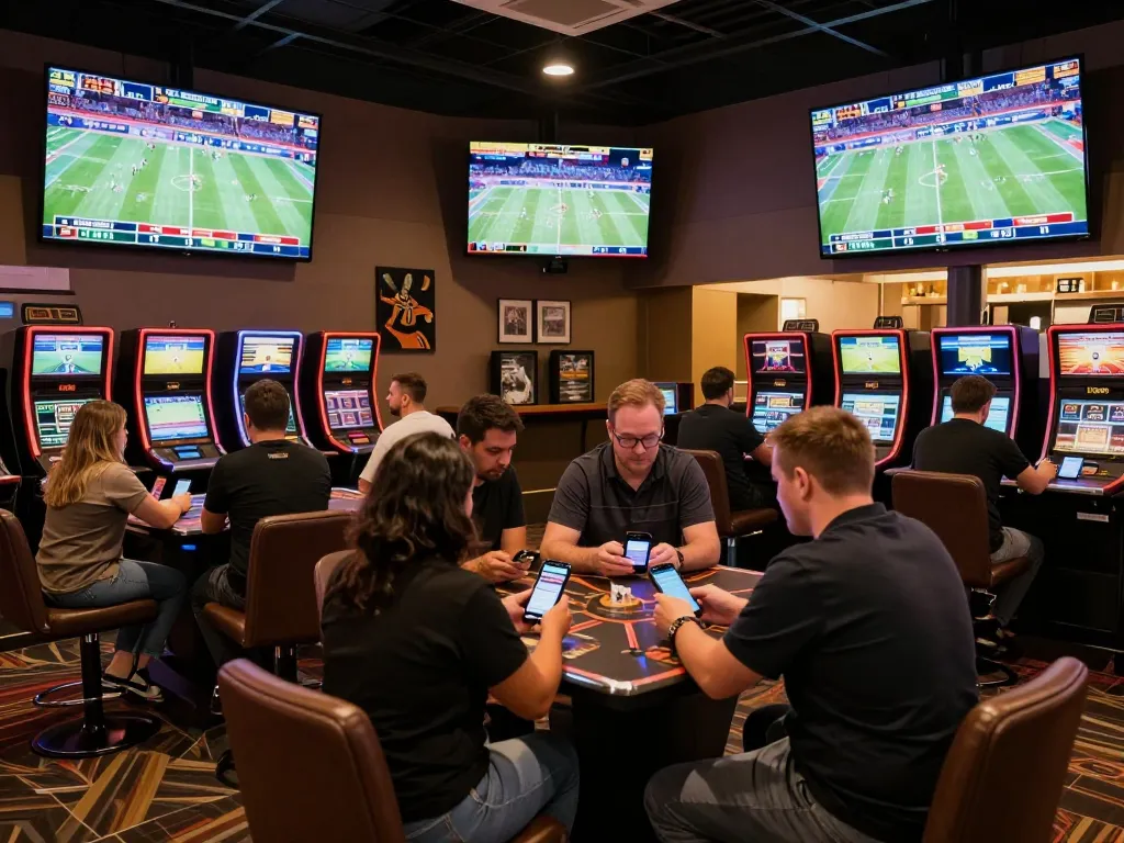 Kèo nhà cái 5 showcases enthusiastic sports betting with friends engaged in strategic discussions.