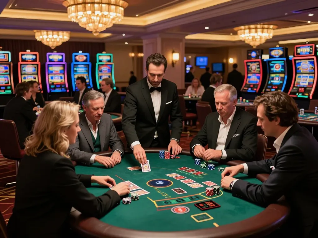 Players enjoying strategic blackjack gameplay at LINK SC88 casino with dynamic atmosphere