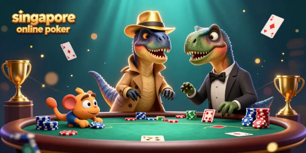 Win big at singapore online poker tables with vibrant 3D characters in action.
