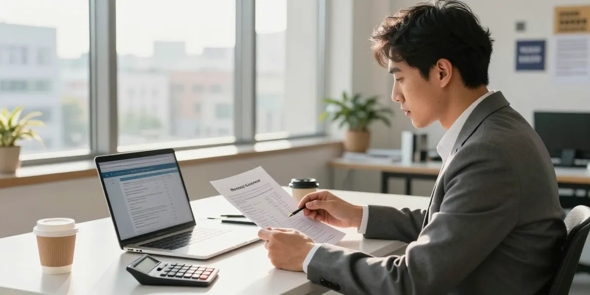 Focused business owner reviewing same day merchant cash advance options in a modern office.