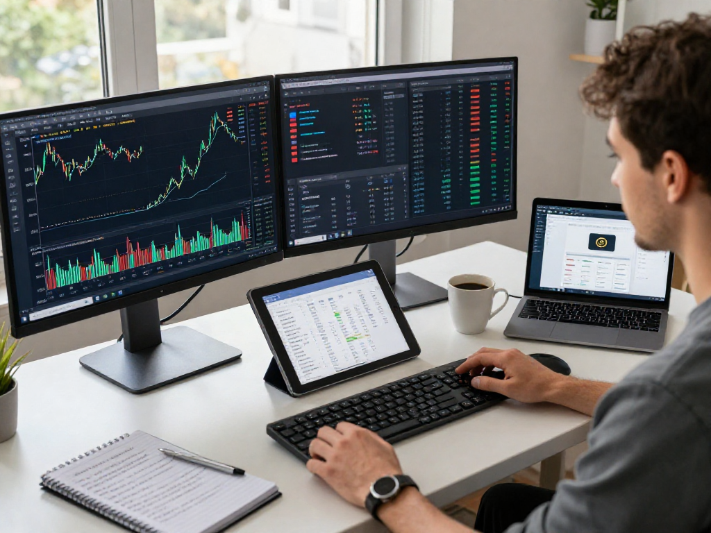 在metatrader 5 官网显示多种交易界面的专业加密货币交易工作环境,强调安全与创新。