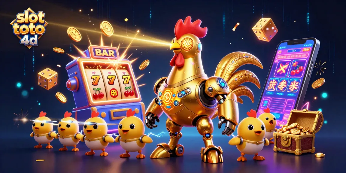 Experience thrilling gameplay with slot toto 4d featuring a golden robot and slot machine jackpot!