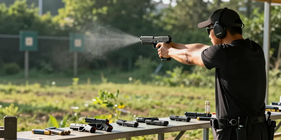 Glock shooting practice with precision slides at https://precisionglockslides.com shooting range.