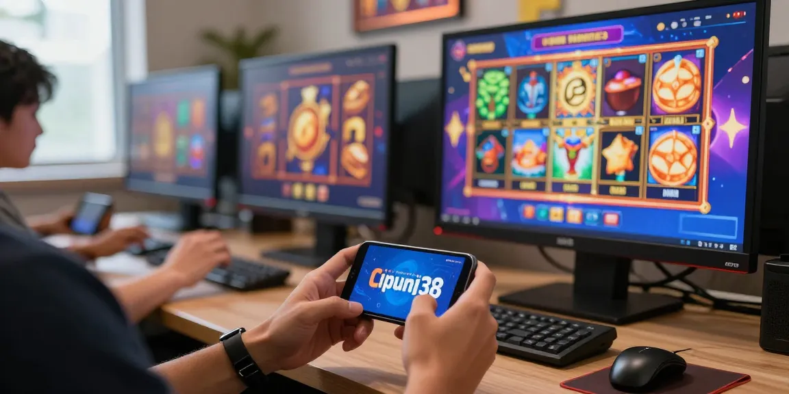 Pengguna menikmati permainan slot cipung138 di smartphone dengan latar grafis cerah dan suasana menyenangkan.