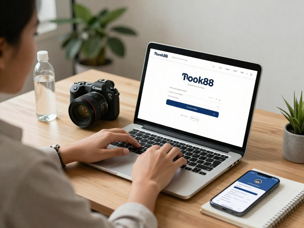 User engaging with rokok88 login on a stylish workstation, highlighting secure and user-friendly interface.