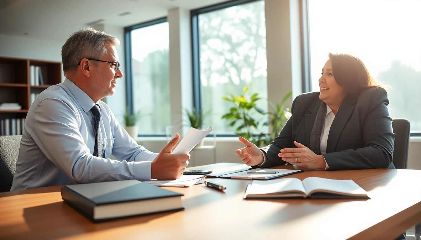 Clearwater truck accident attorney consulting with a client in a professional office space.