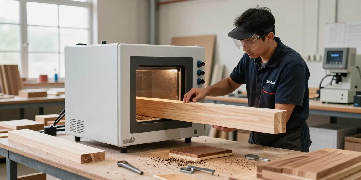 Shashel wood pest treatment in a modern workshop setting with vibrant workbench.