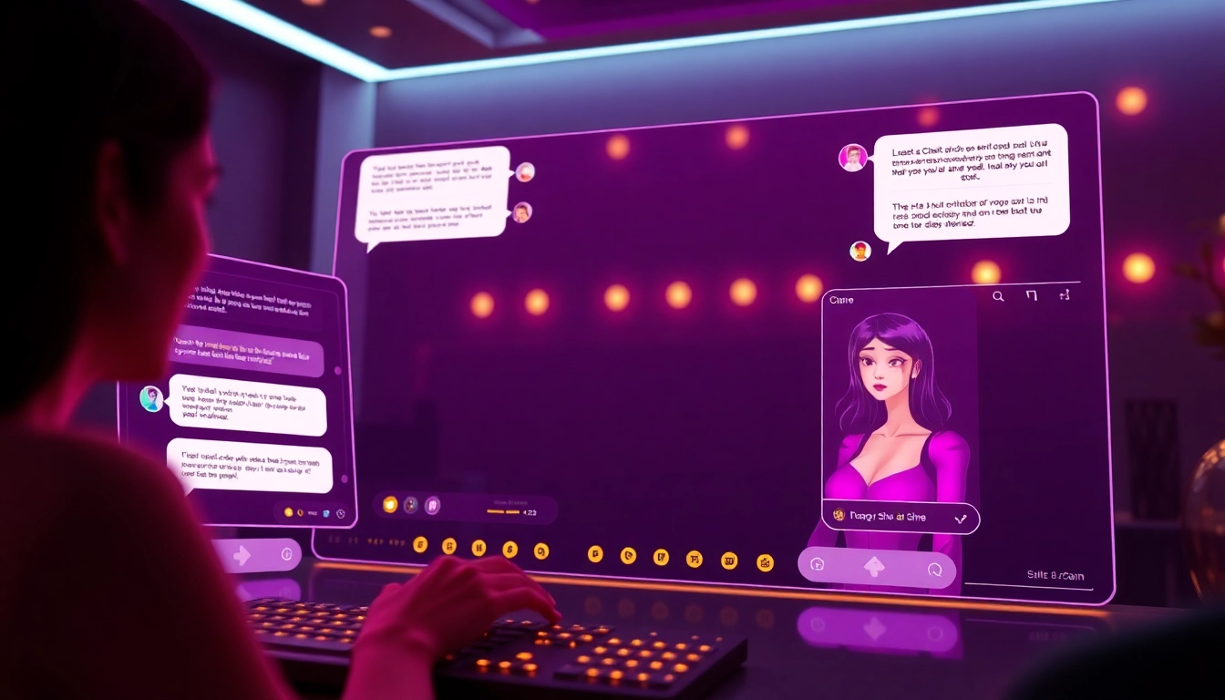 Engaging interface for sex chat AI with inviting characters and interactive elements.