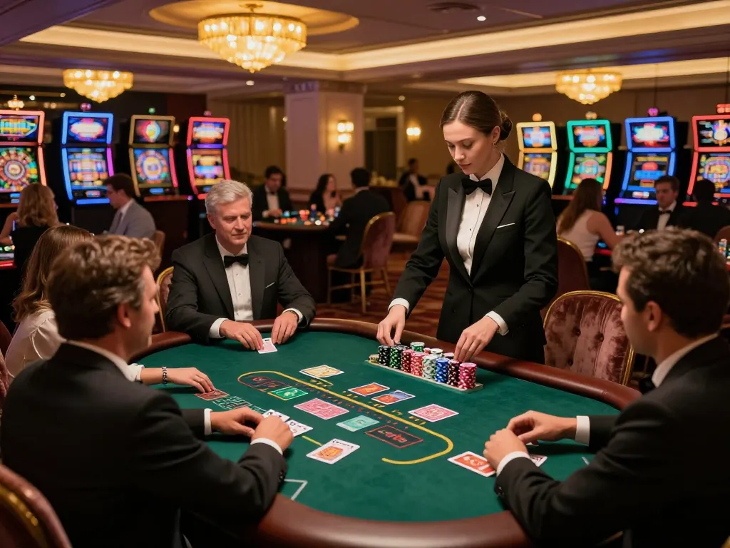 Engaging moment at a blackjack table in TR88 showcasing players' strategy during gameplay.