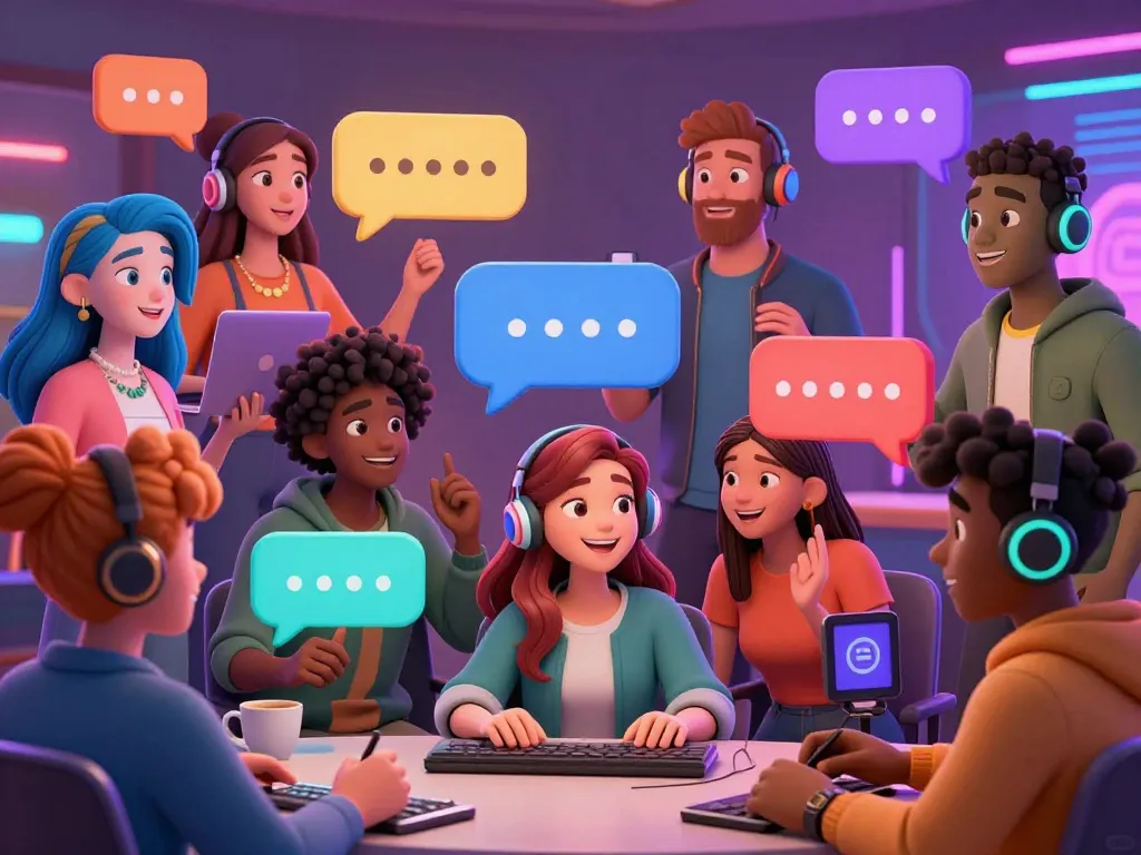 Interactive NSFW character AI avatars engaging in playful banter, showcasing vibrant designs and lively chatroom atmosphere.