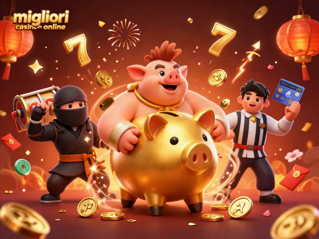 Scopri le emozionanti avventure nei migliori casino online con simboli slot e monete d'oro volanti.