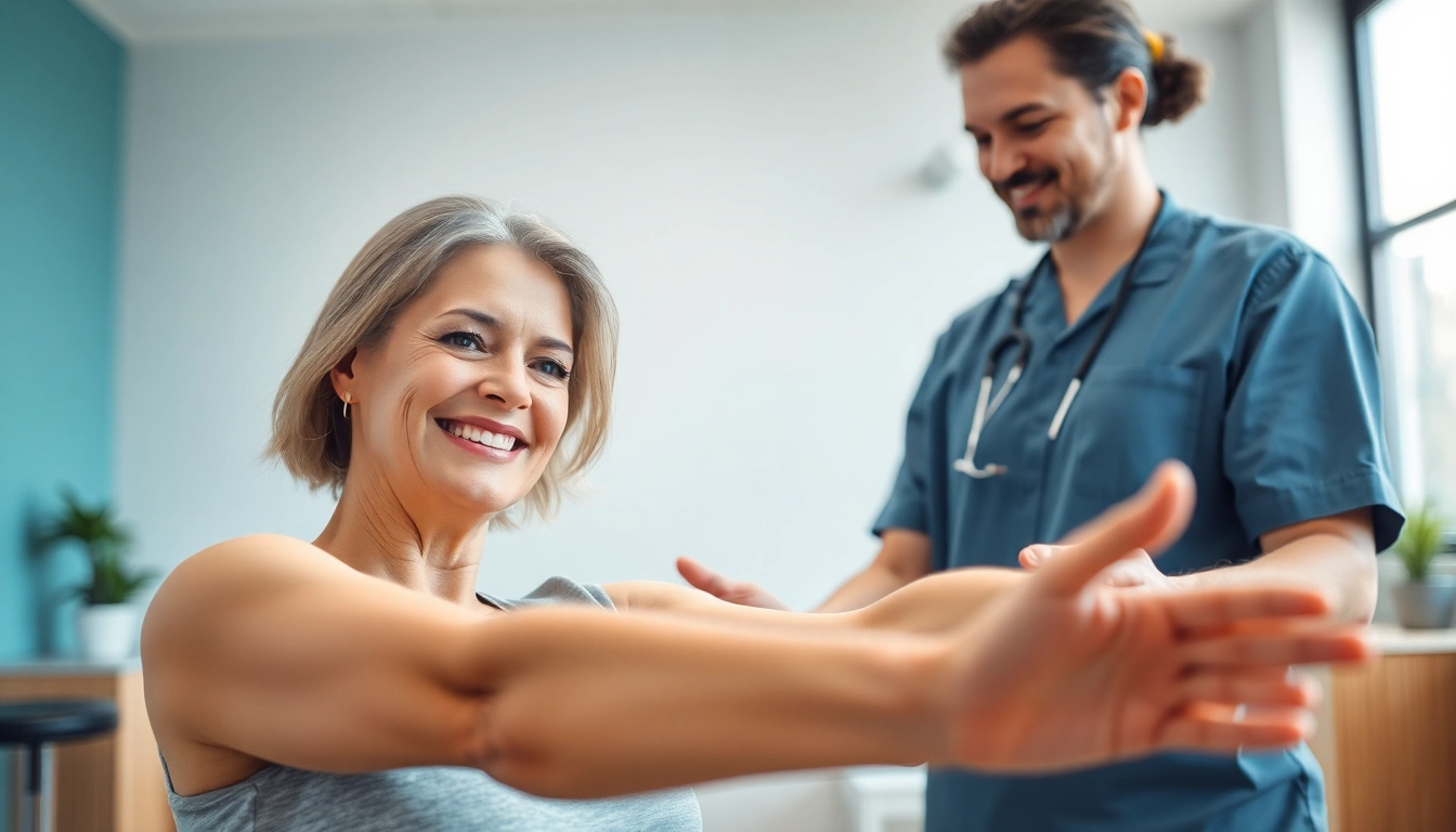 Engaging physiotherapy session in Edmonton, showing a patient receiving expert care and guidance.