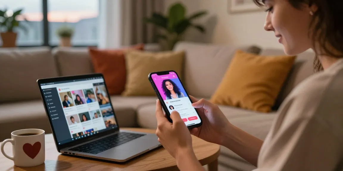 Engaging crush on feature on a dating app displayed on a smartphone in a cozy living room.