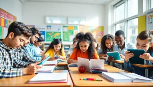 Engaged students in a dynamic Education setting with collaborative learning elements.