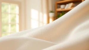 Katoen met gladde textuur en natuurlijke kleuren in een helder, uitnodigend licht.