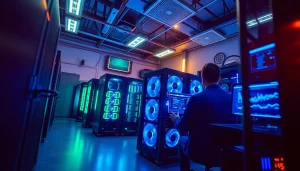 The best crypto mining site featuring advanced mining rigs illuminated in a tech environment.