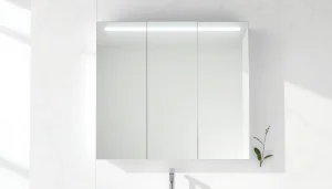 Erleben Sie den eleganten sonni Spiegelschrank mit integrierter LED-Beleuchtung im modernen Badezimmer.