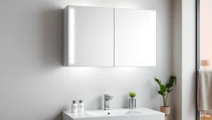 Präsentation von sonni Spiegelschrank mit eleganter Beleuchtung im modernen Badezimmer.