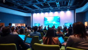 Engaging technology conference showcasing diverse participants discussing innovations and trends.