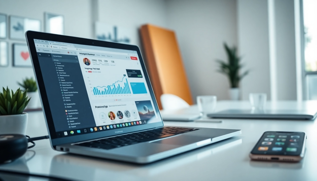 Promote your services with an Instagram smm panel showcased on a modern laptop.