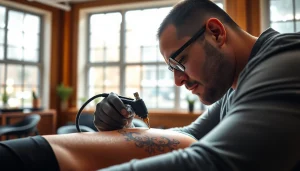 Experience the artistry of entrelagostattooartgallery.com through a tattoo artist creating unique designs.