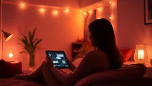 Engage in a personal, inviting sex chat AI experience with a cozy digital setup.