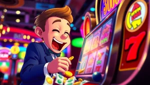 Menangkan permainan slot depo pulsa dengan karakter bermain penuh semangat di kasino.