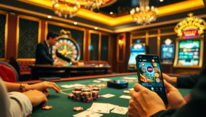 Exciting casino scene showcasing link vào j88 with professional dealers and vibrant games.