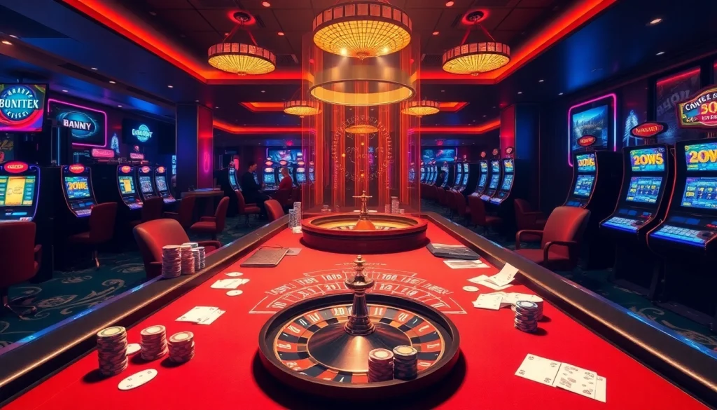 Experience the thrill of casino gaming at https://soibet.vision/, featuring a lively roulette table and poker action.