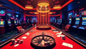 Experience the thrill of casino gaming at https://soibet.vision/, featuring a lively roulette table and poker action.