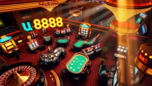 Players enjoying games at u 888 online casino with vibrant atmosphere and excitement.