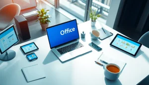 以 WPS Office 软件与各种科技设备为特色的现代化工作空间。