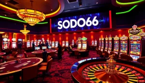 Gamblers enjoying various games at SODO66 casino with vibrant tables and thrilling atmosphere.