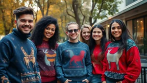 Individuali spauda ant stilingų džemperių (džemperių) – spauda ant džemperių vaizduojama ryškiame miesto fone.