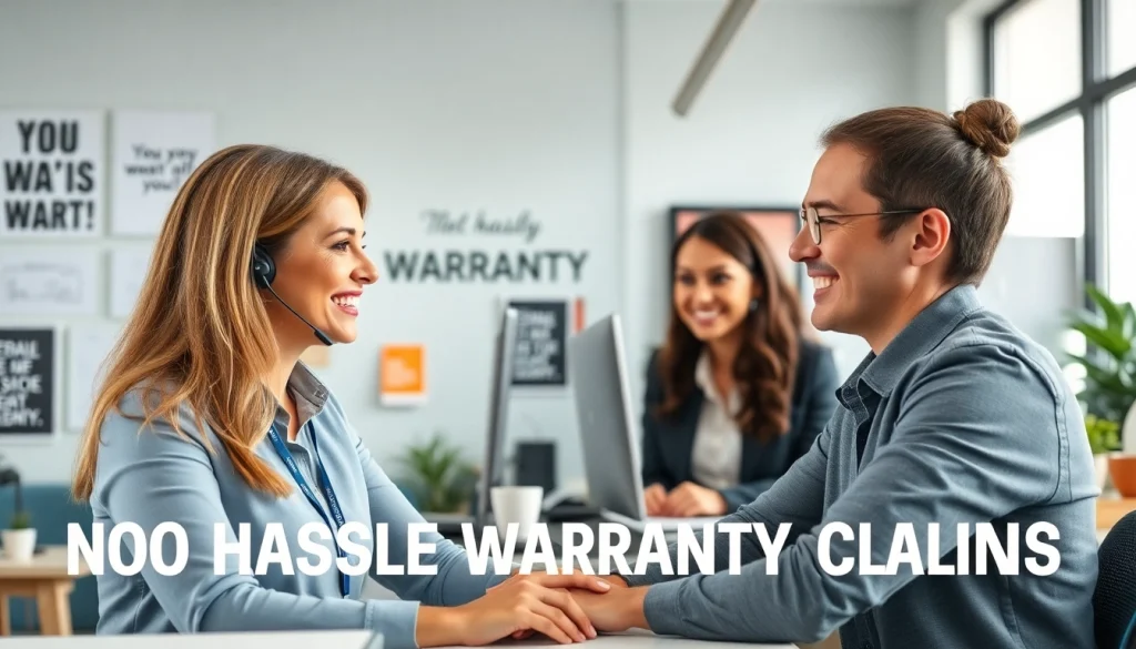 Streamlined no hassle warranty claims assistance showcasing customer satisfaction and support.